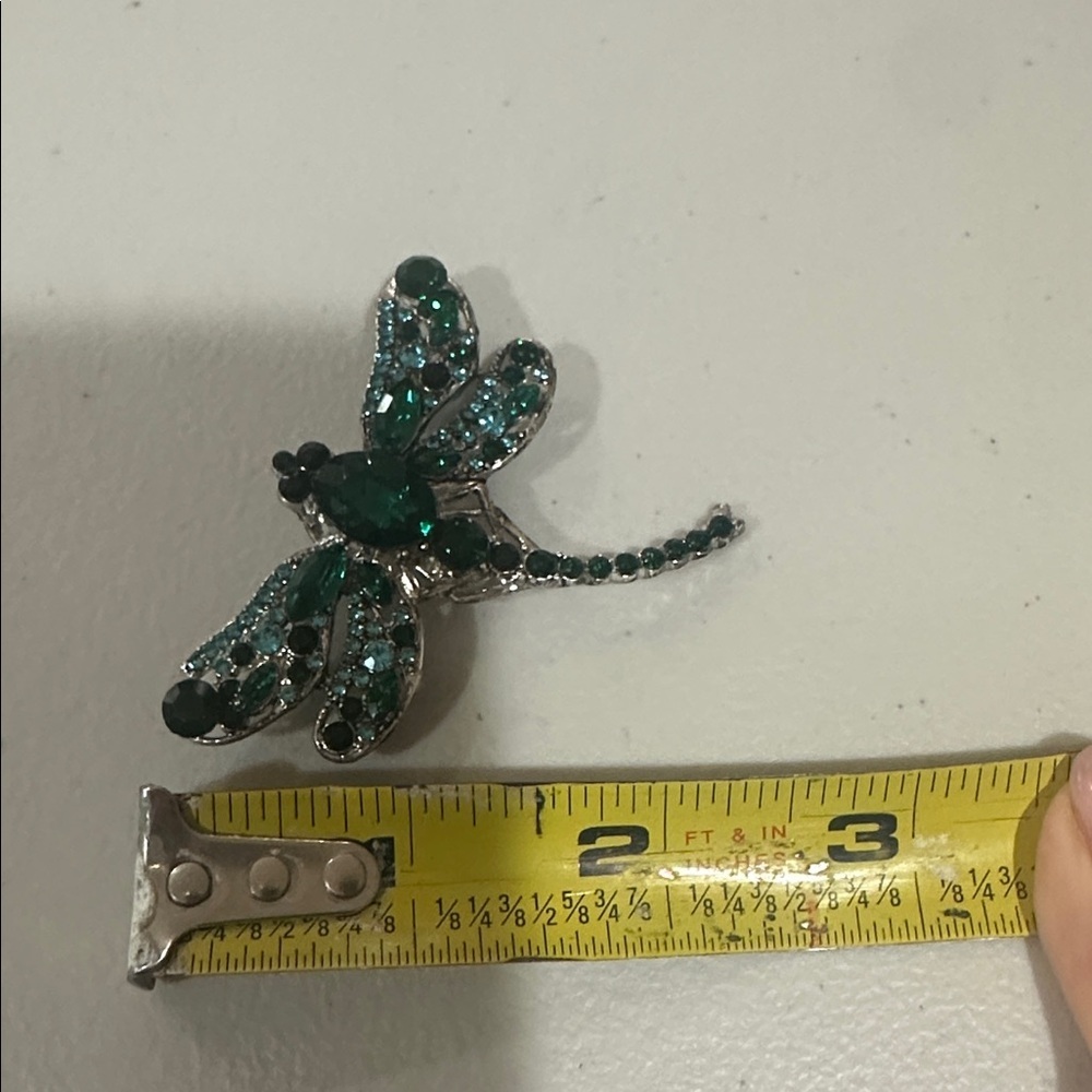 Emerald & Black Dragonfly Brooch Pin - Women JewelryNew - Picture 5 of 6